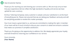 Screenshot of a response in the Quillbot AI response generator