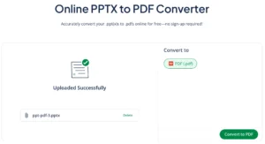 Screenshot of the QuillBot PPT to PDF converter