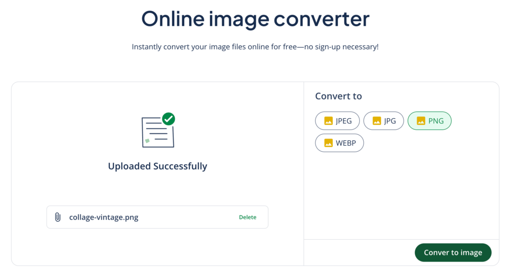 A screenshot of Quillbot's online image converter