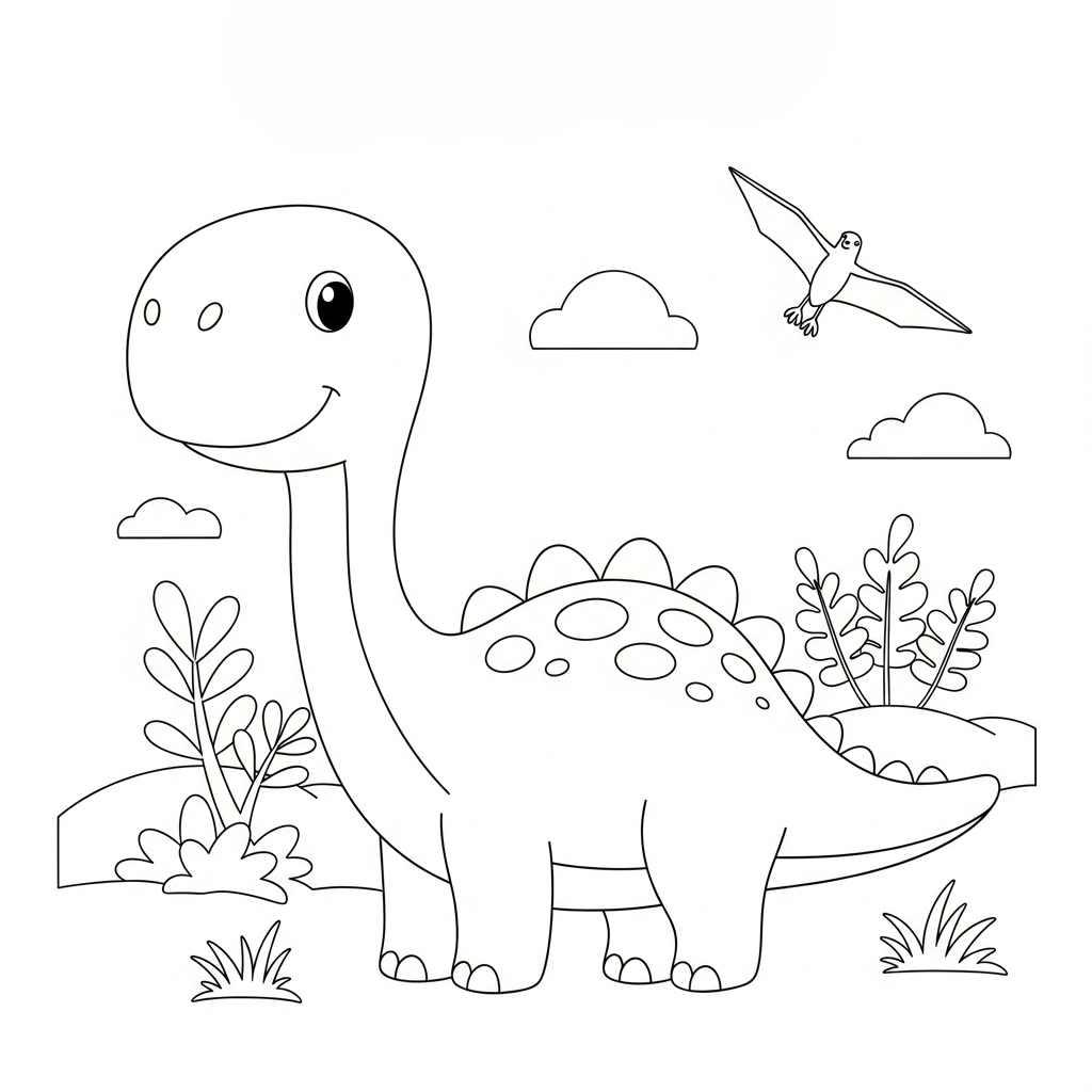 Ausmalbild von einem Baby-Dino