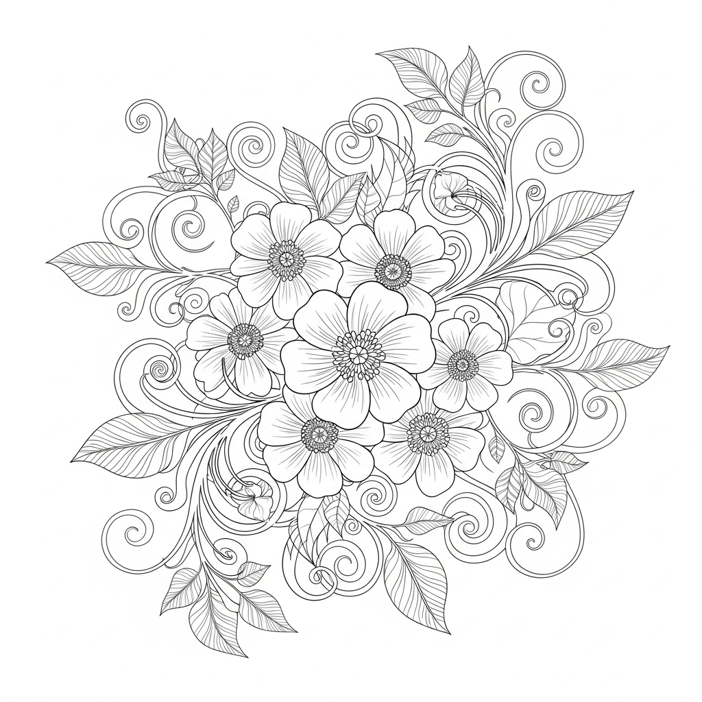 Frühlings-Ausmalbild für Erwachsene