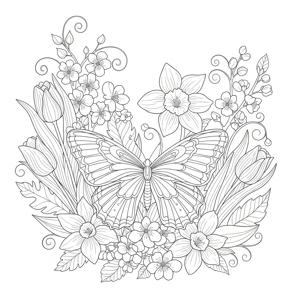 coloriage printemps
