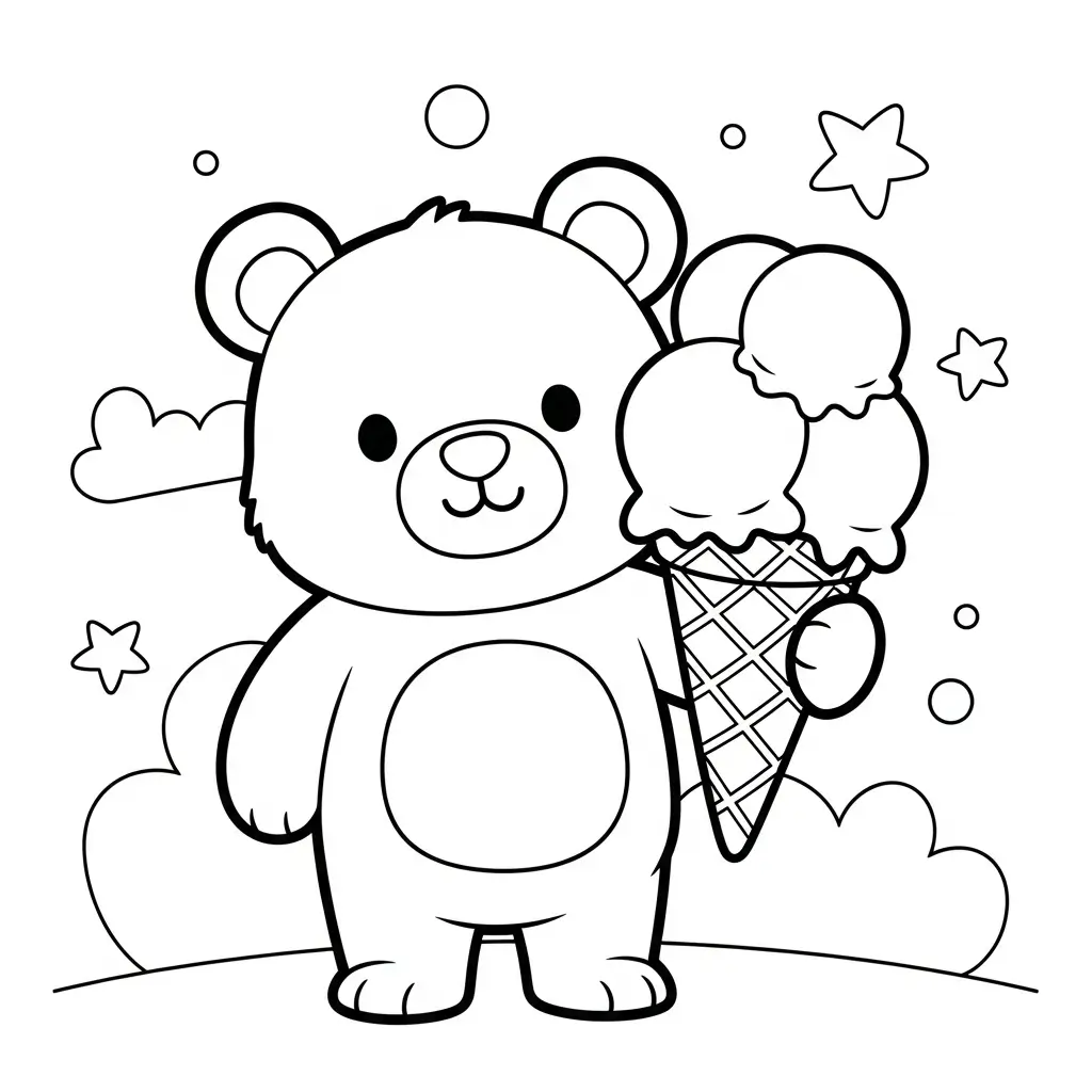 coloriage enfant ours et glace