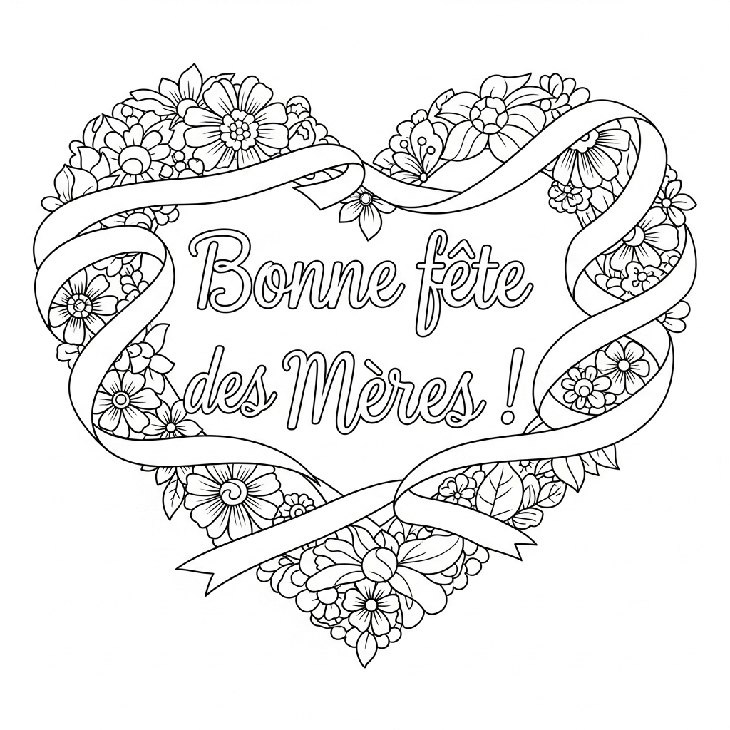 coloriage fête des mères couronne coeurs