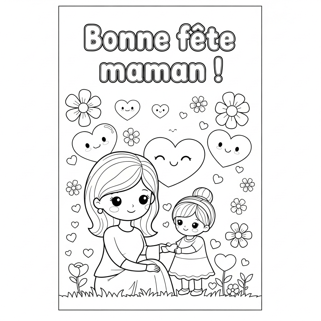 coloriage fête des mères enfant