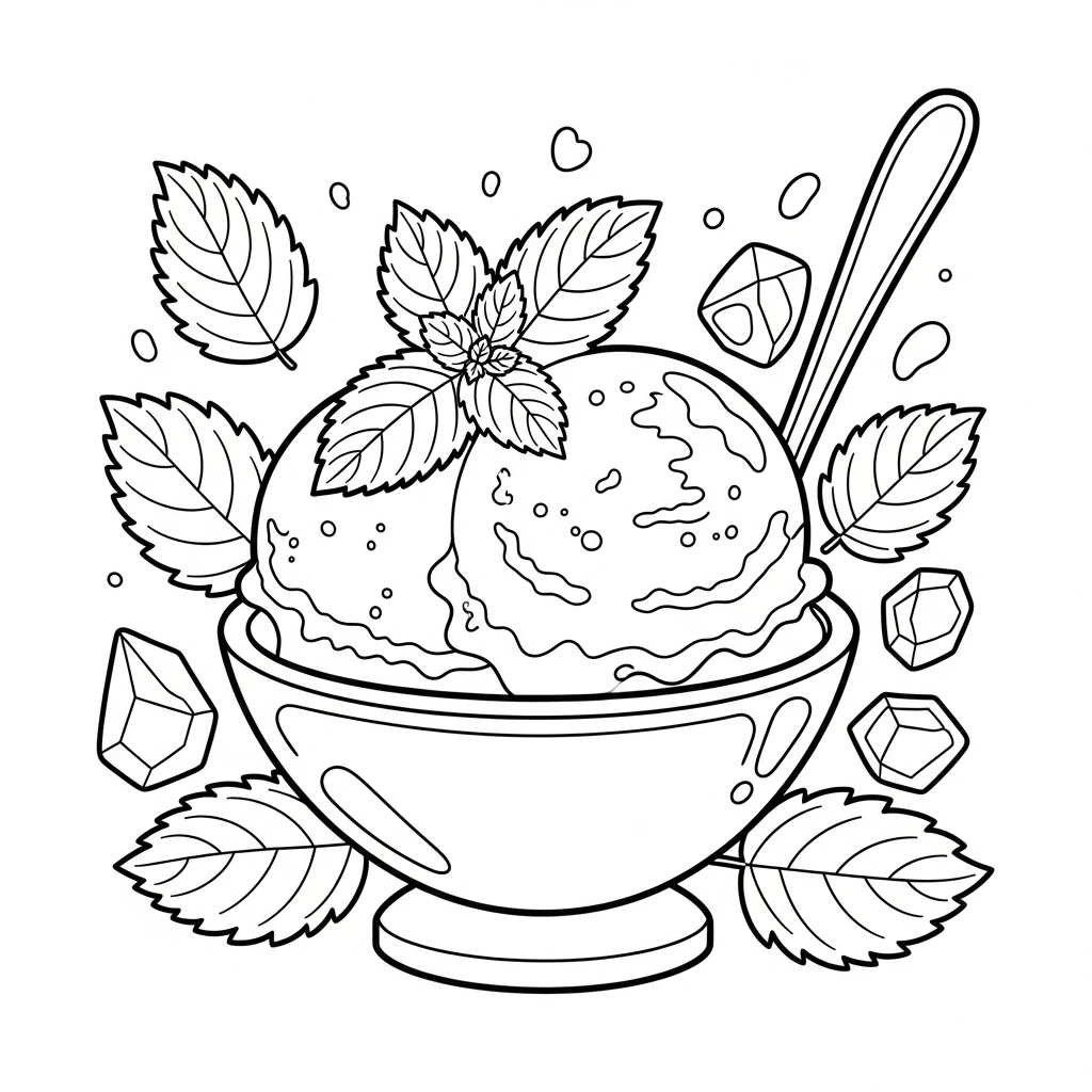 coloriage glace à la menthe