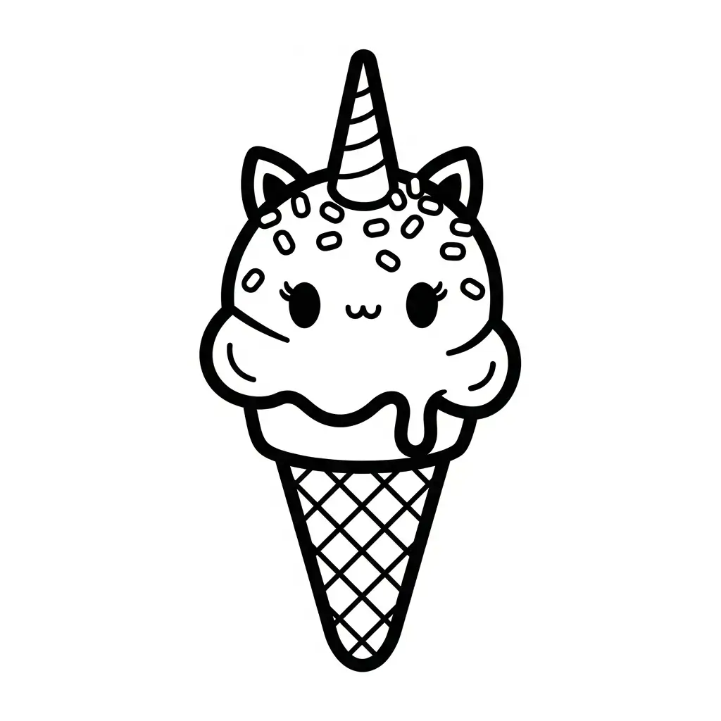 coloriage glace kawaii chaton