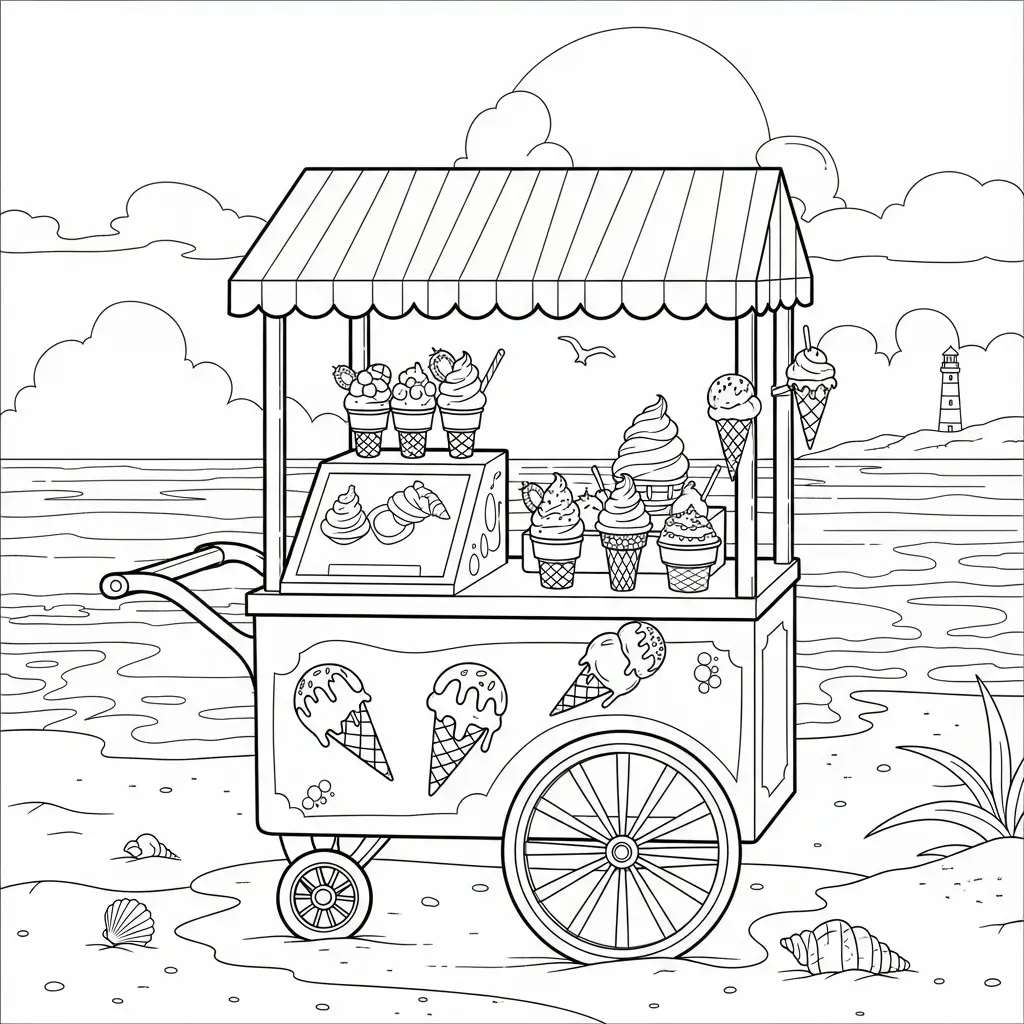 coloriage marchand de glace cornet