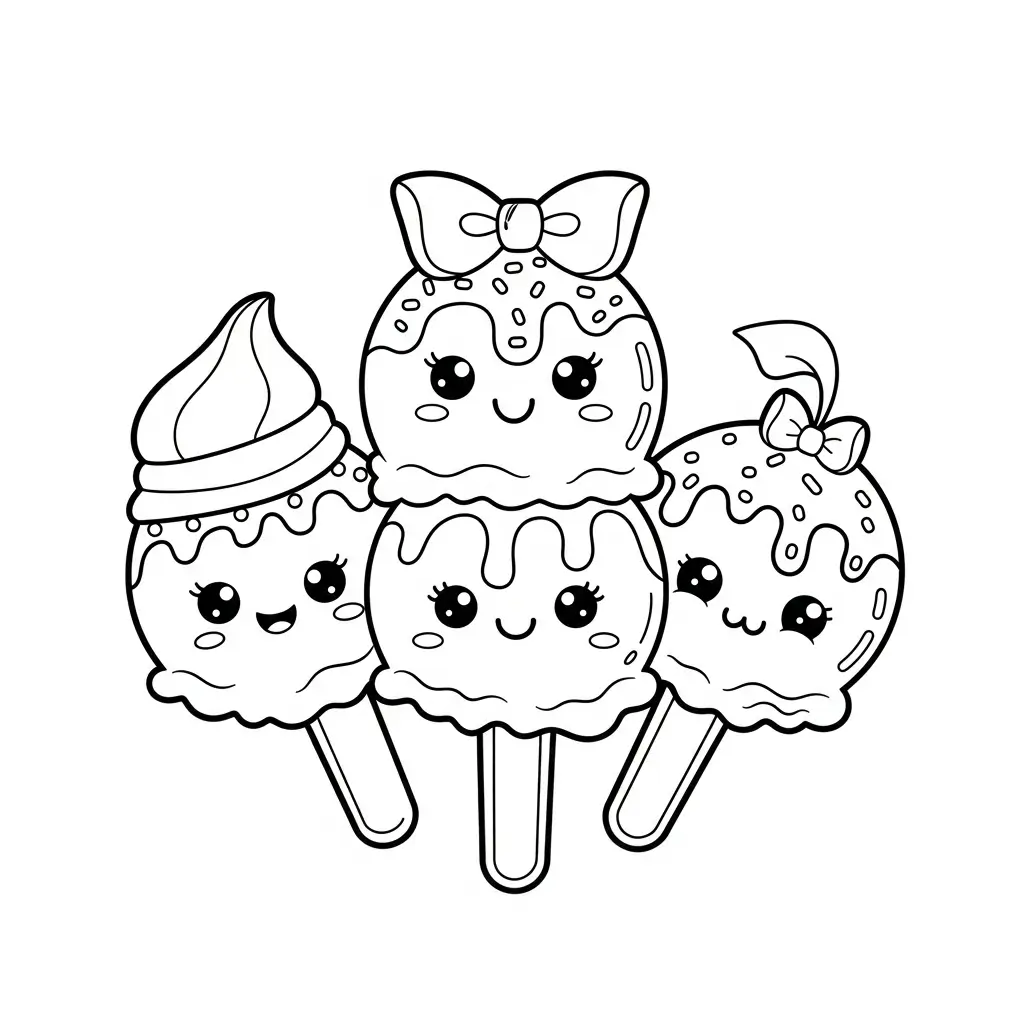 coloriage trio glaces enfant