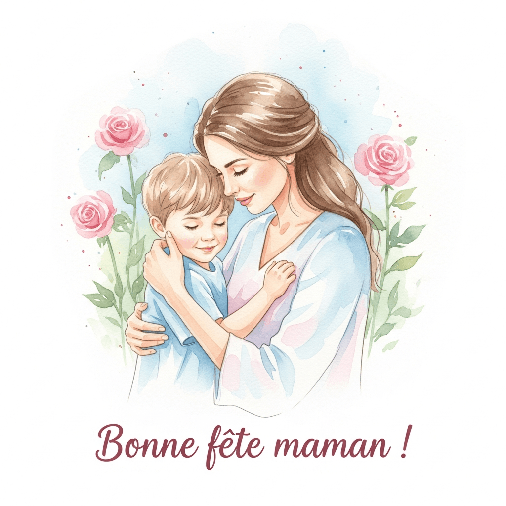 dessin fête des mères avec son enfant