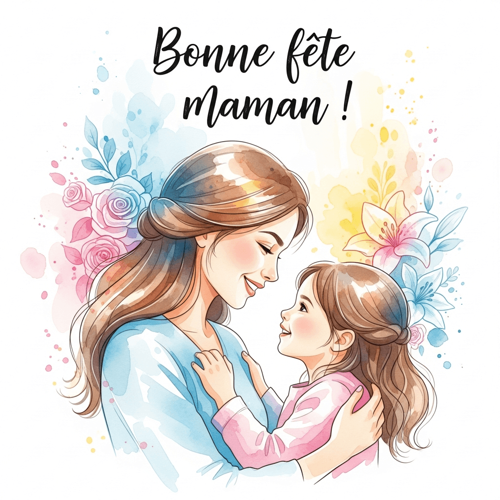 dessin fête des mères maman et sa fille