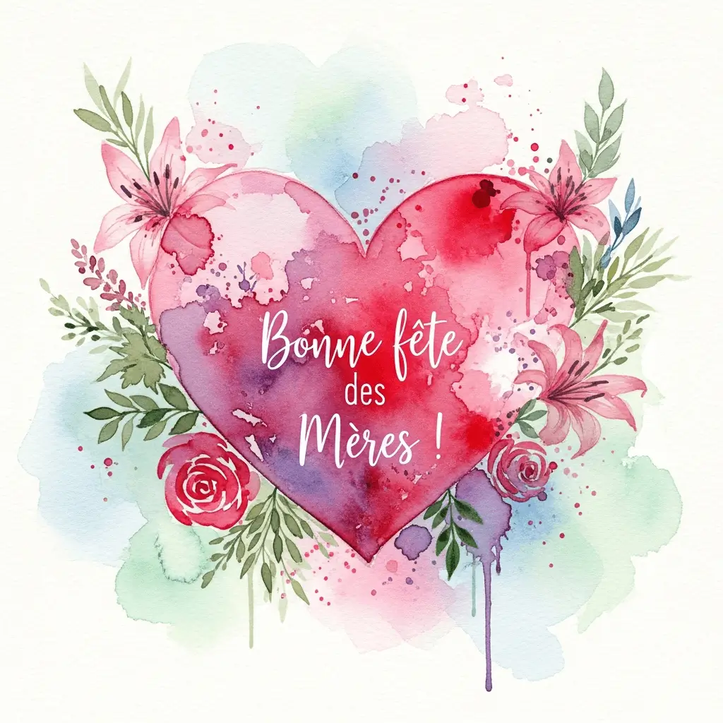 dessin fête des mères coeur