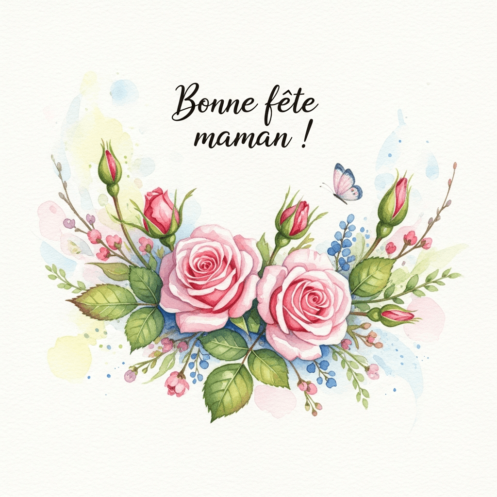 dessin bonne fete maman avec des fleurs