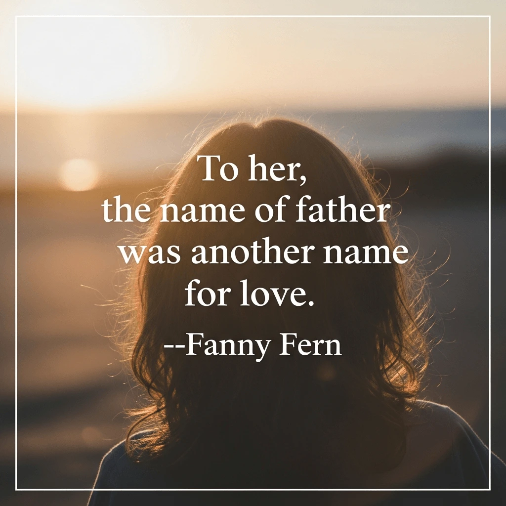 happy father's day graphic with a quote by fanny fern with the silhouette of a woman