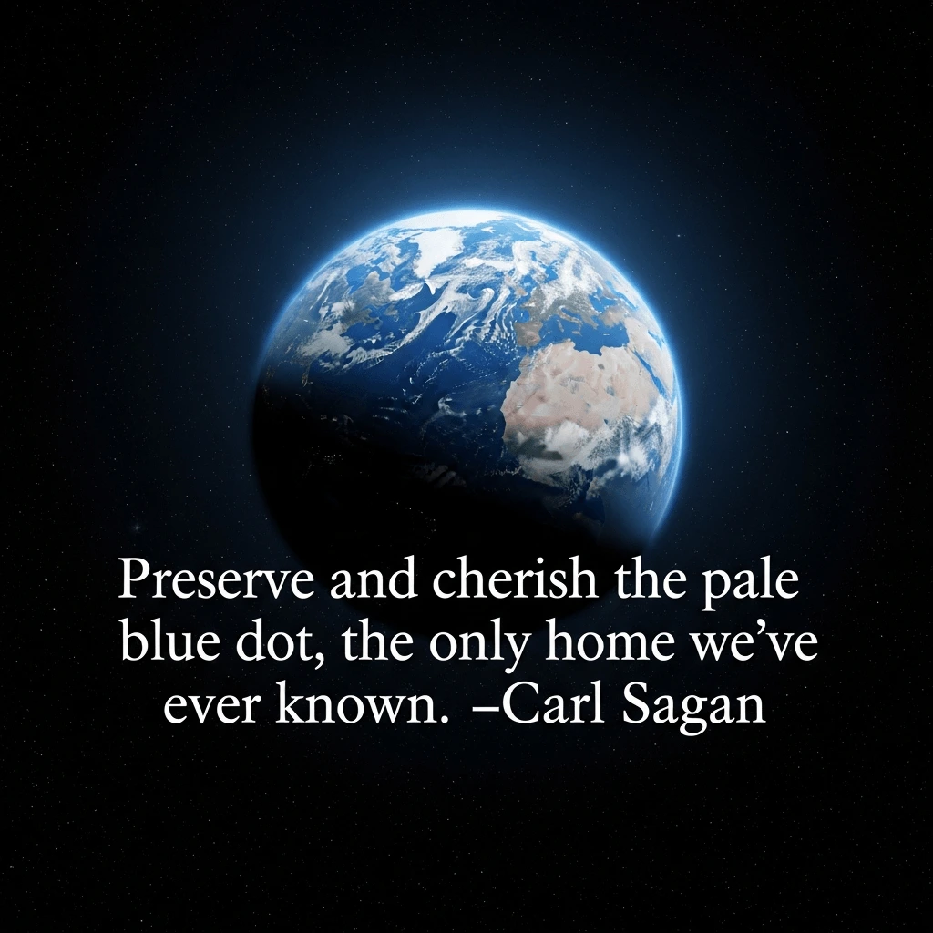earth day quote from carl sagan with a picture of earth in the background
