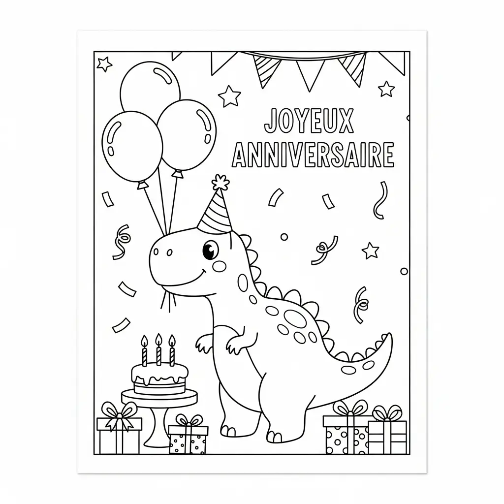coloriage dinosaure anniversaire