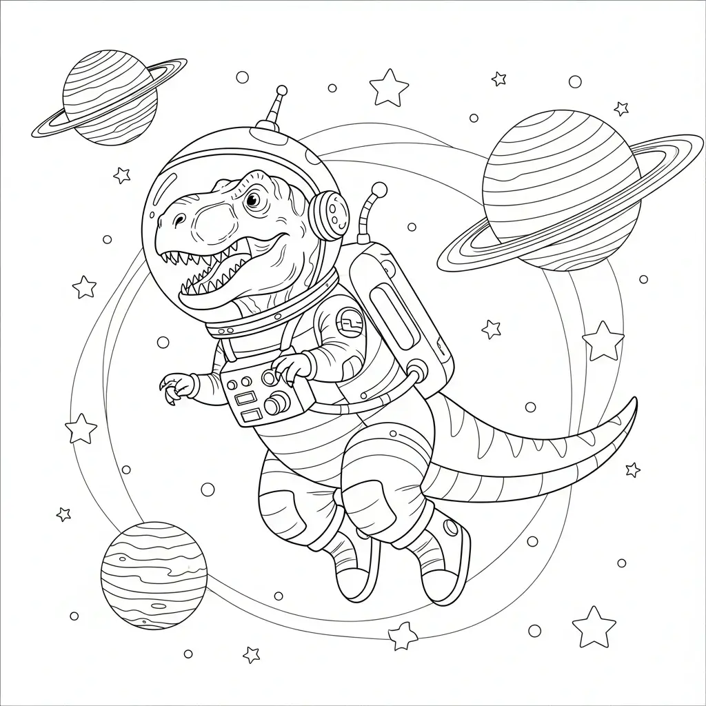coloriage dinosaure astronaute