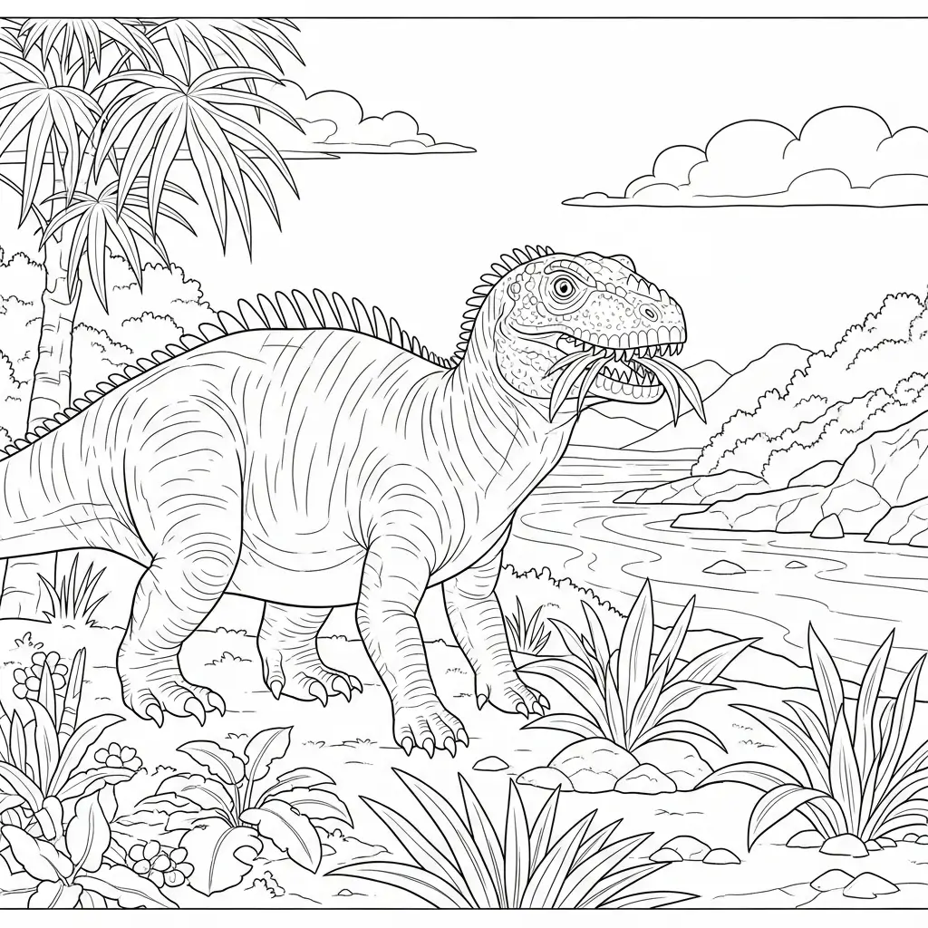 coloriage dinosaure jungle