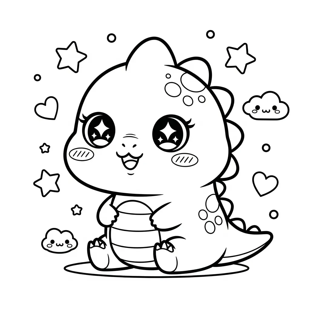coloriage dinosaure kawaii