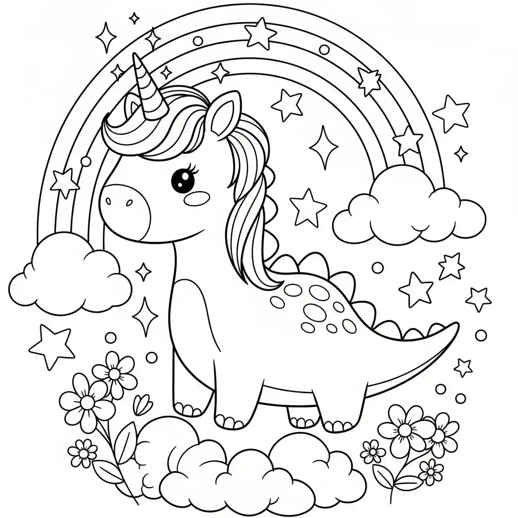 coloriage dinosaure licorne