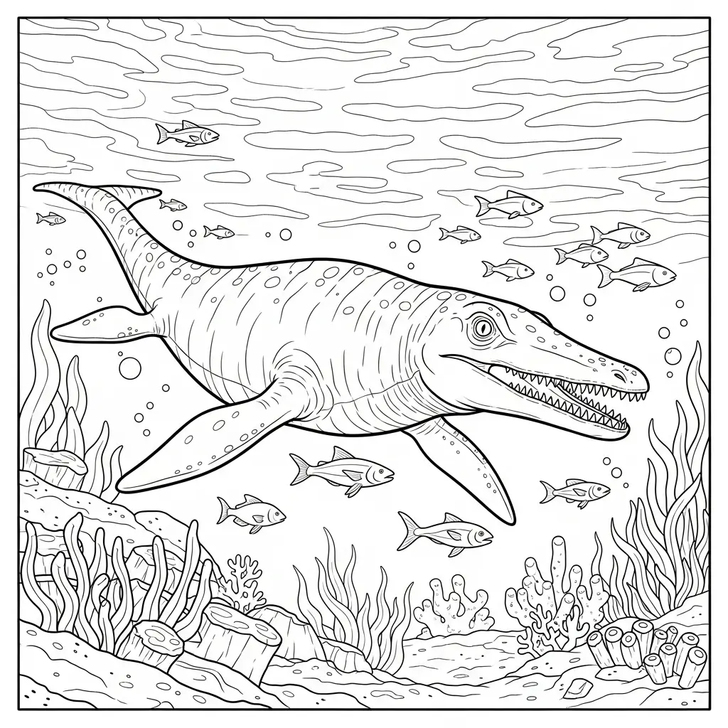 coloriage dinosaure marin