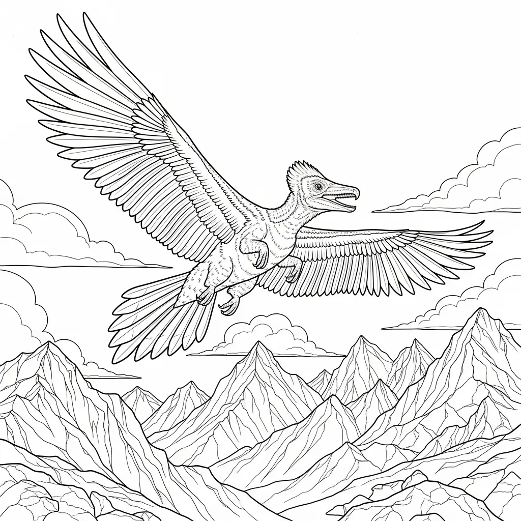 coloriage dinosaure oiseau