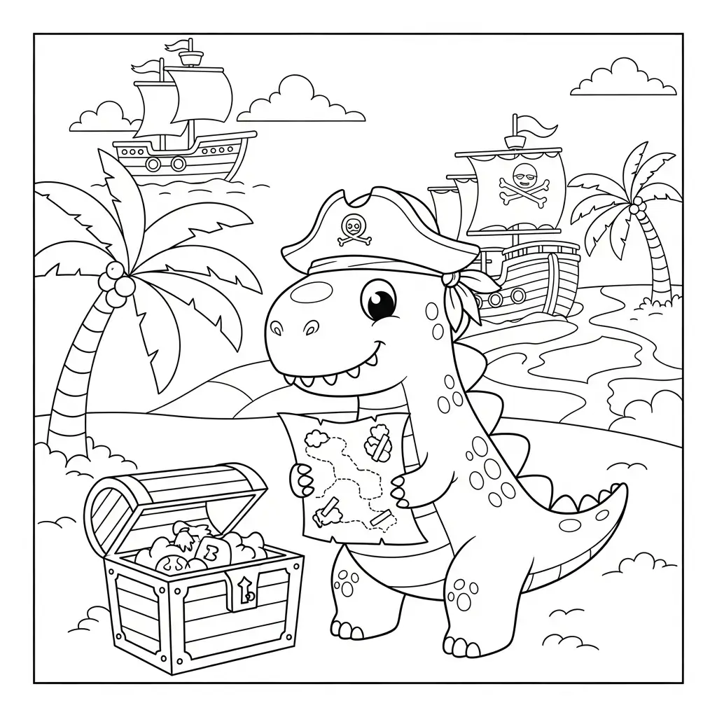 coloriage dinosaure pirate