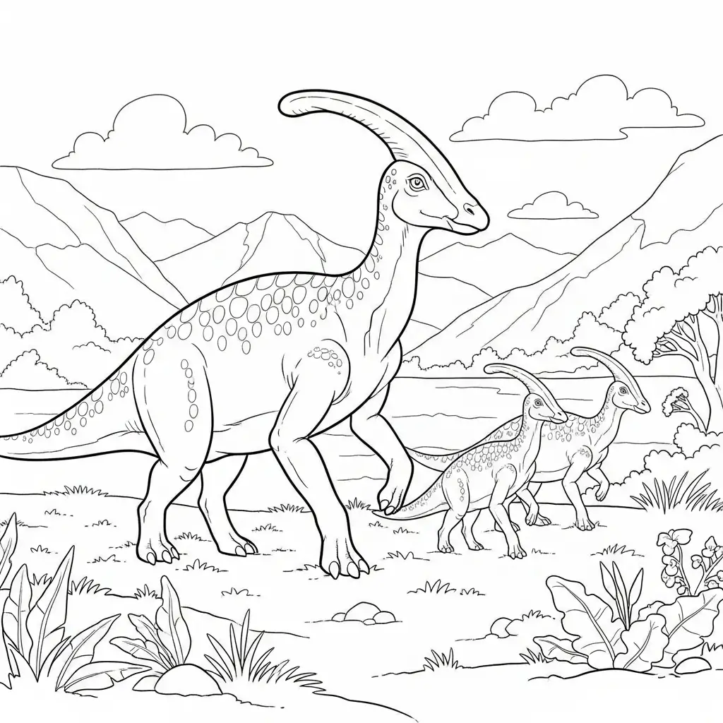 coloriage dinosaure troupeau