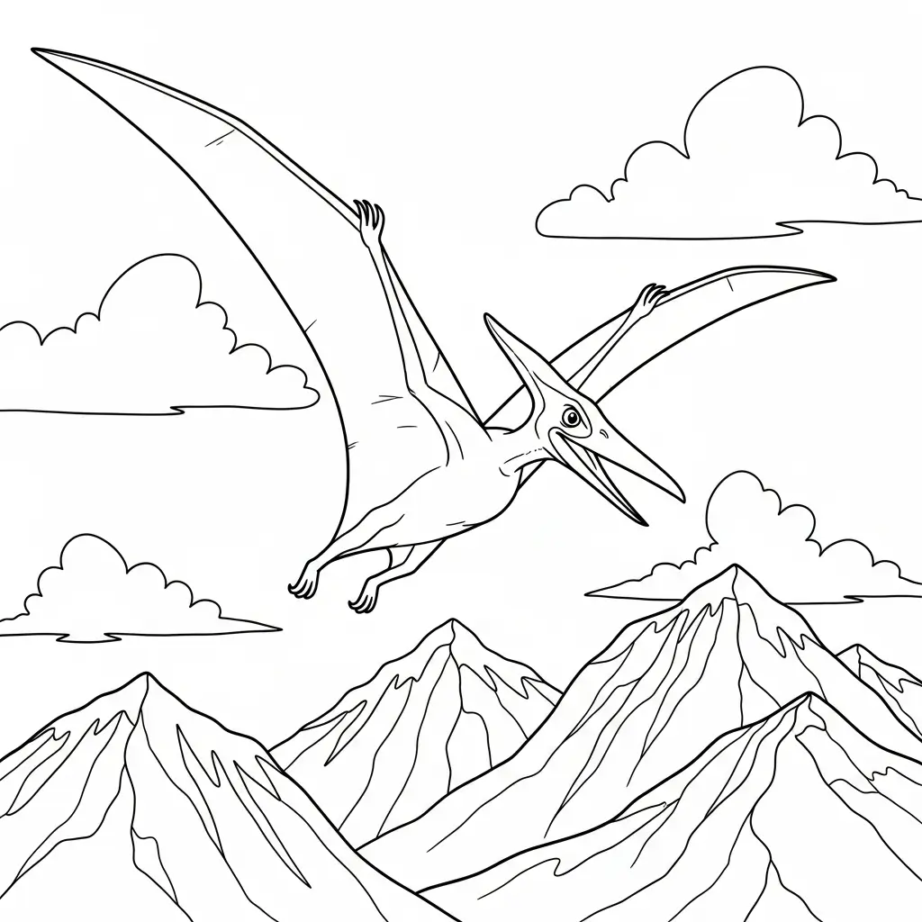 coloriage dinosaure pteranodon