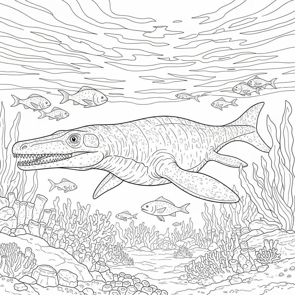 coloriage dinosaures marins