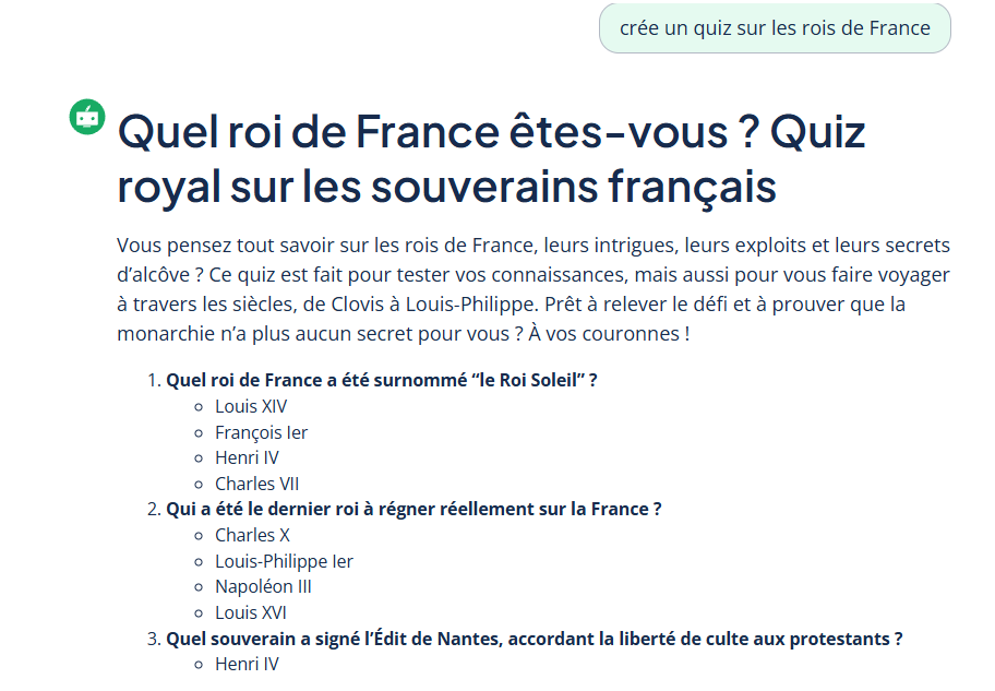 générateur de quiz