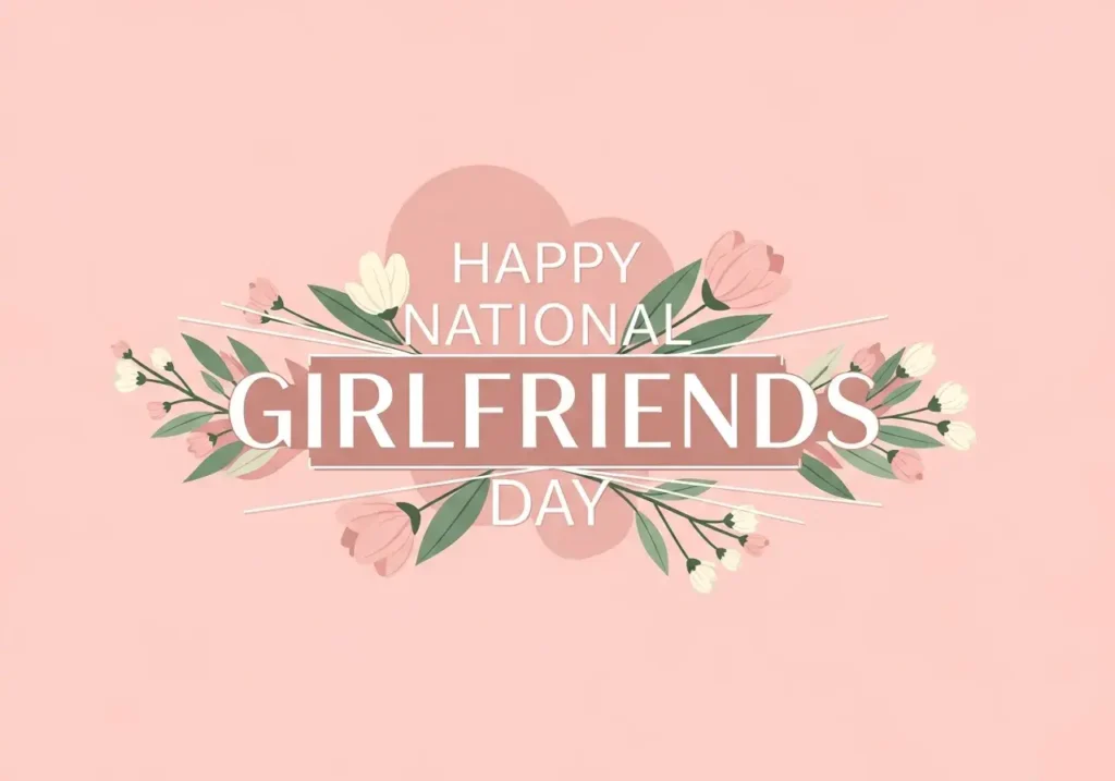 An AI-generated National Girlfriends Day showing a greeting surrounded by flowers