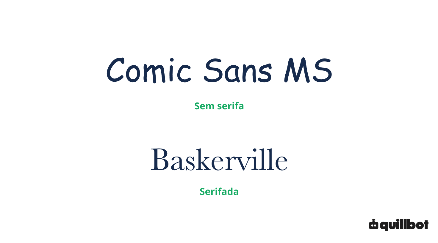 A imagem tem a fonte Comic Sans MS seguida das palavras "Sem serifa" e, depois, a fonte Baskerville com a palavra "Serifada".