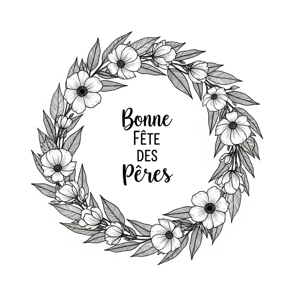 dessin fete des peres couronne de fleurs