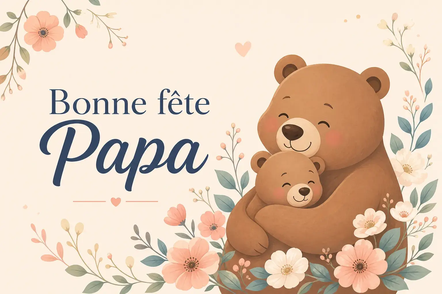 dessin fete des peres ours et fleurs