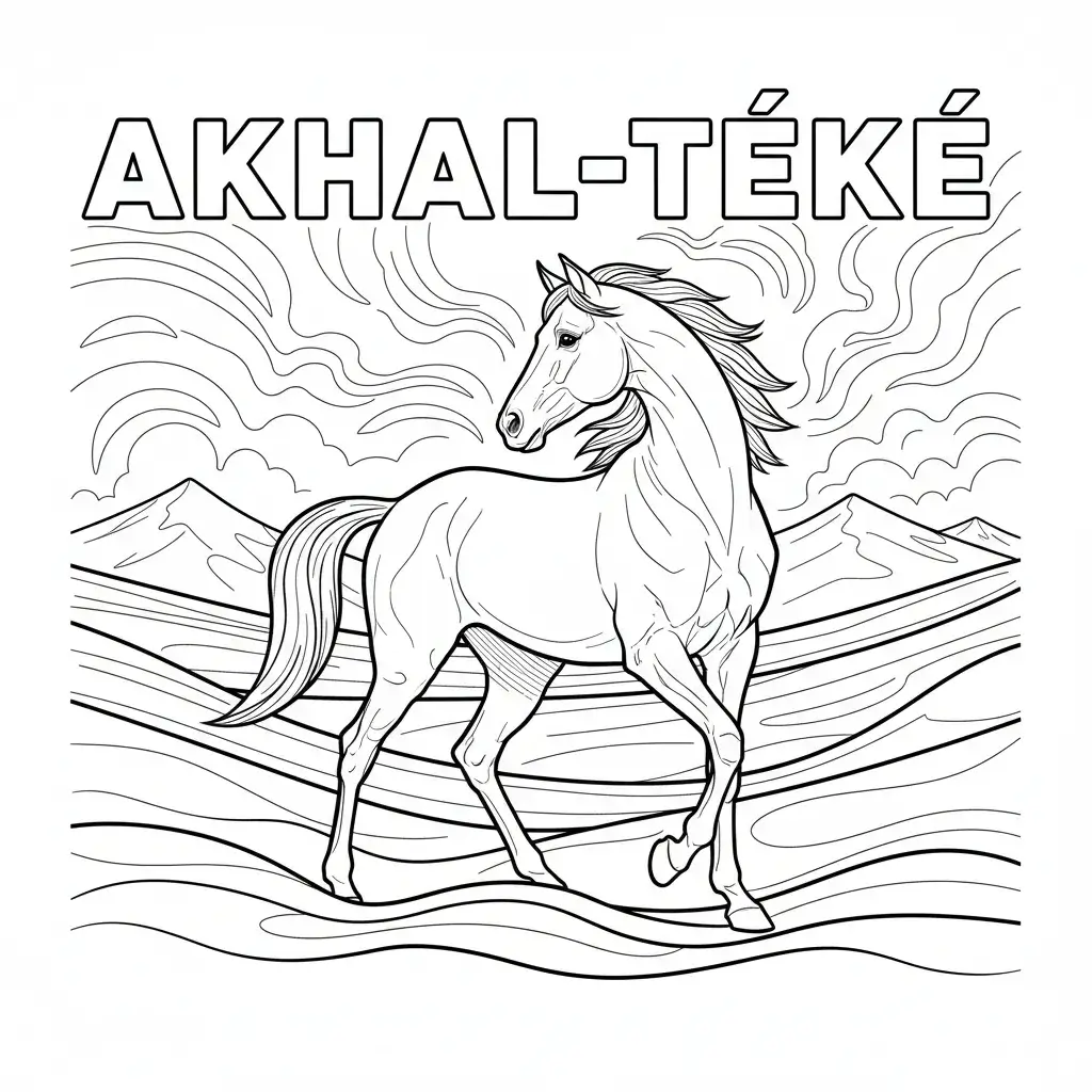 coloriage cheval akhal teke