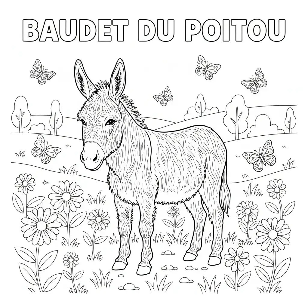 coloriage cheval baudet du poitou