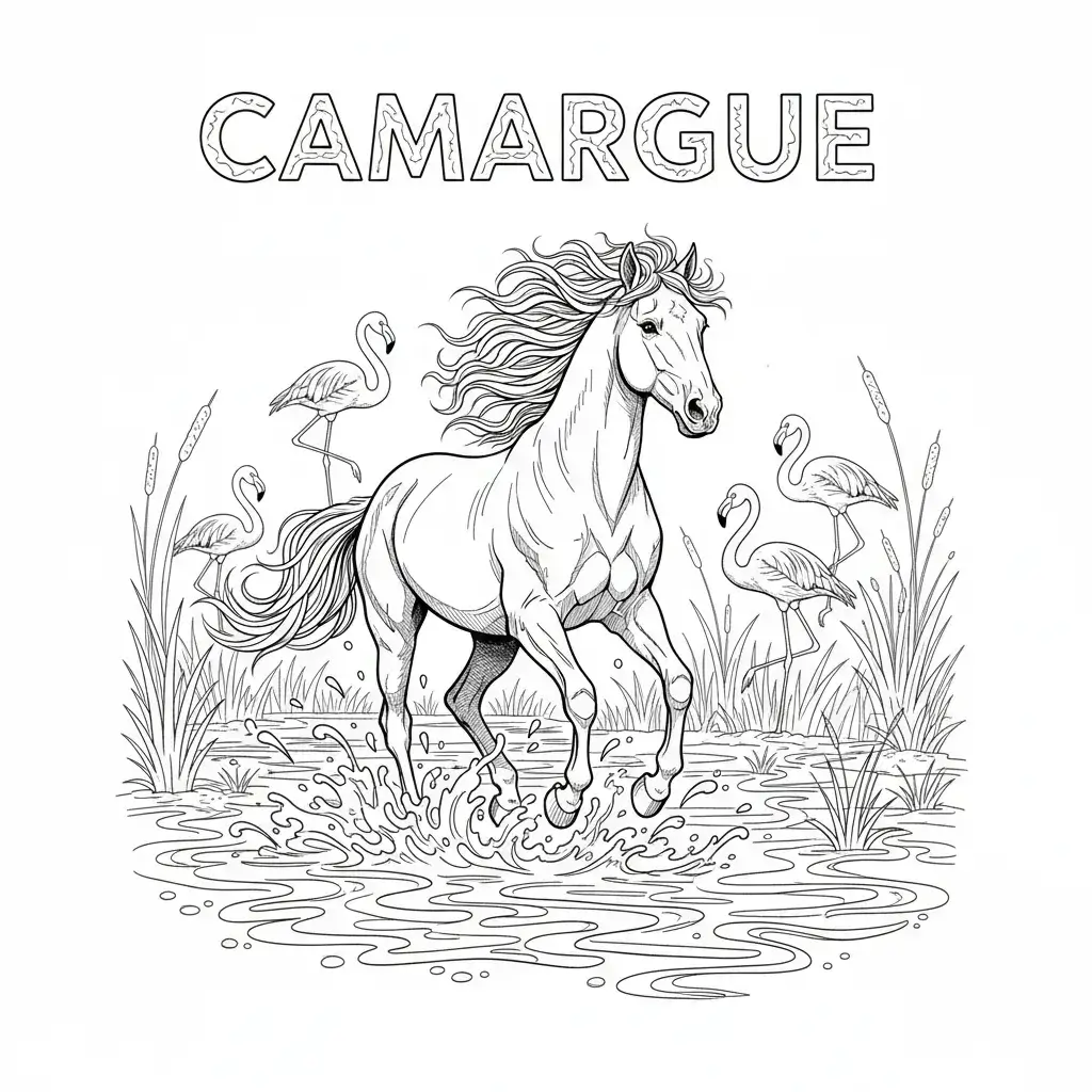coloriage cheval camargue