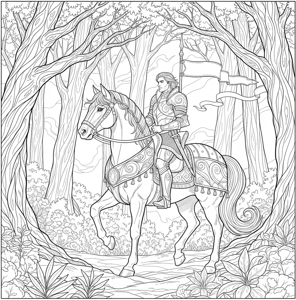 coloriage cheval chevalier