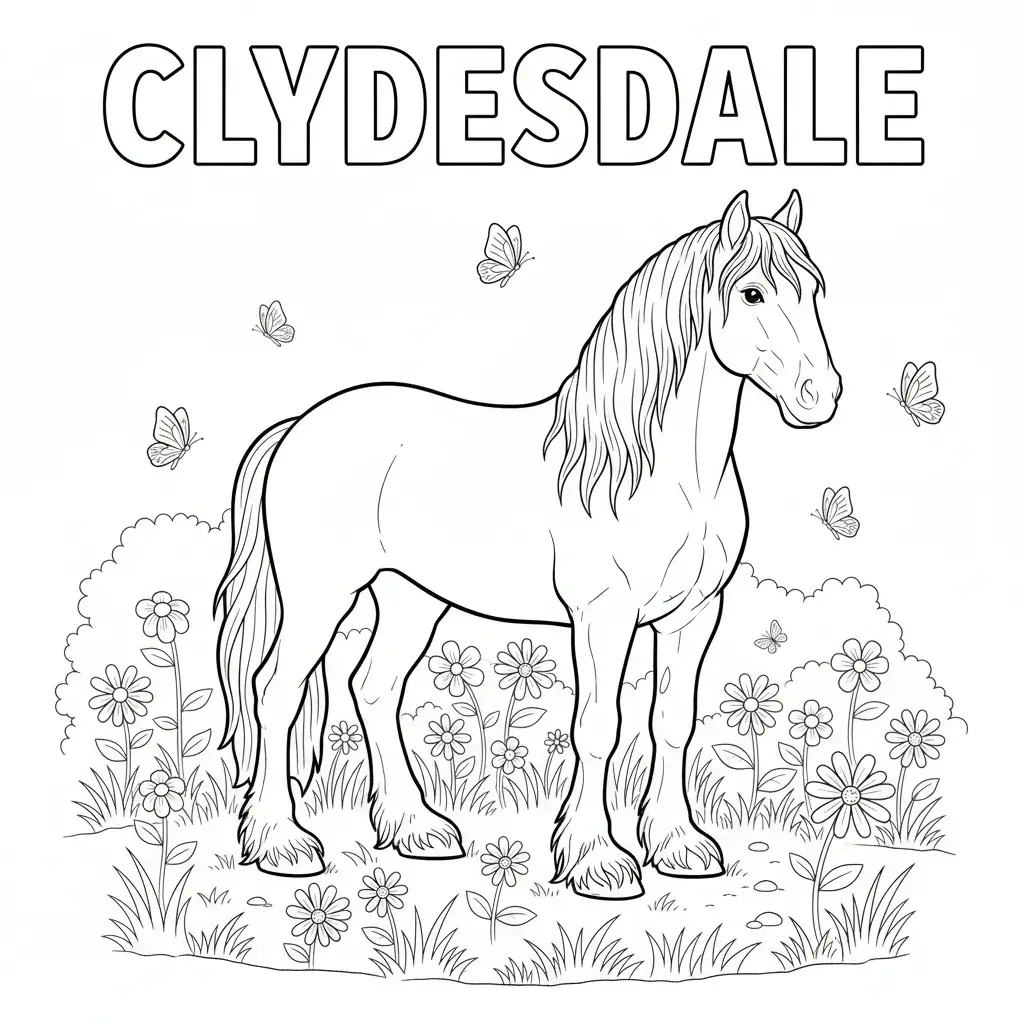 coloriage cheval clydesdale