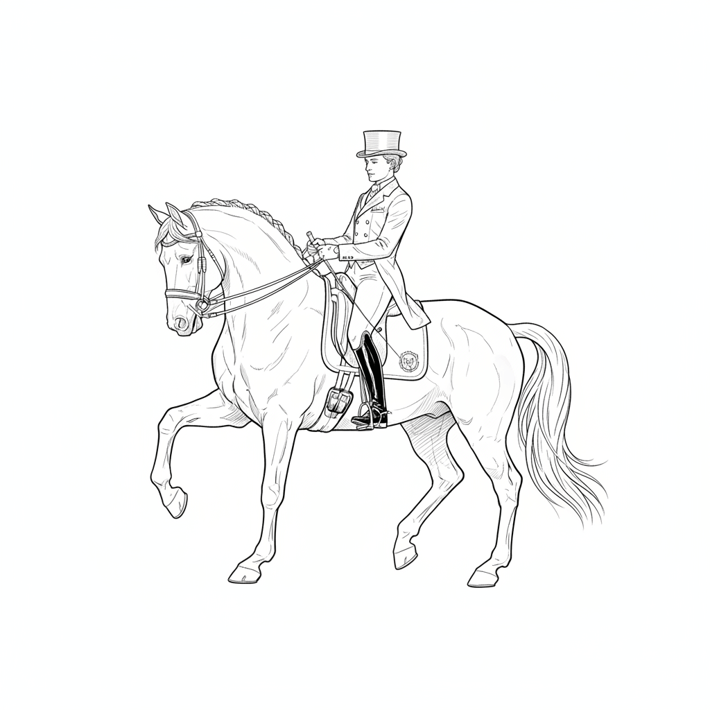 coloriage cheval competition dressage