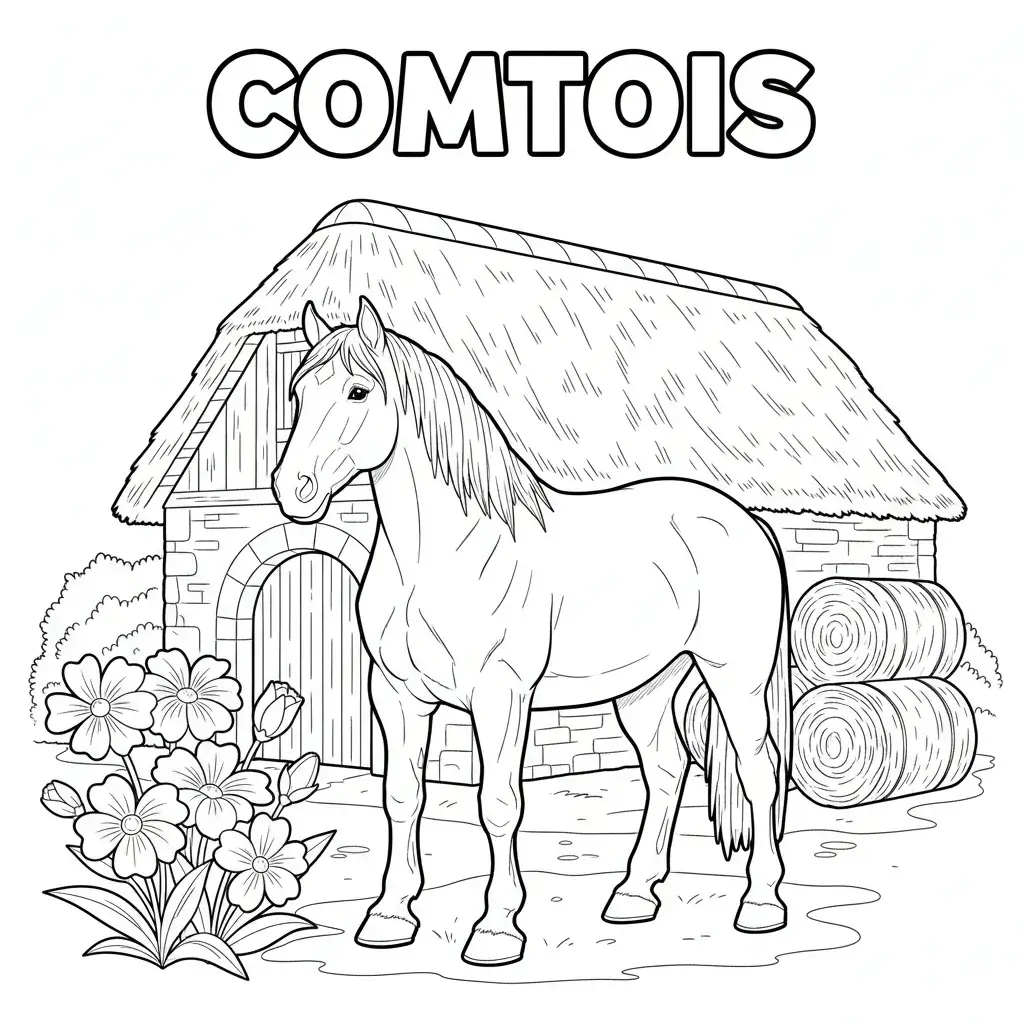 coloriage cheval comtois