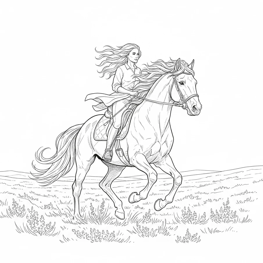 coloriage cheval galop