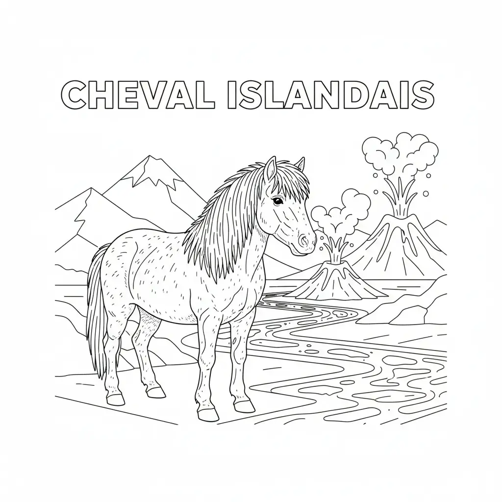 coloriage cheval islandais
