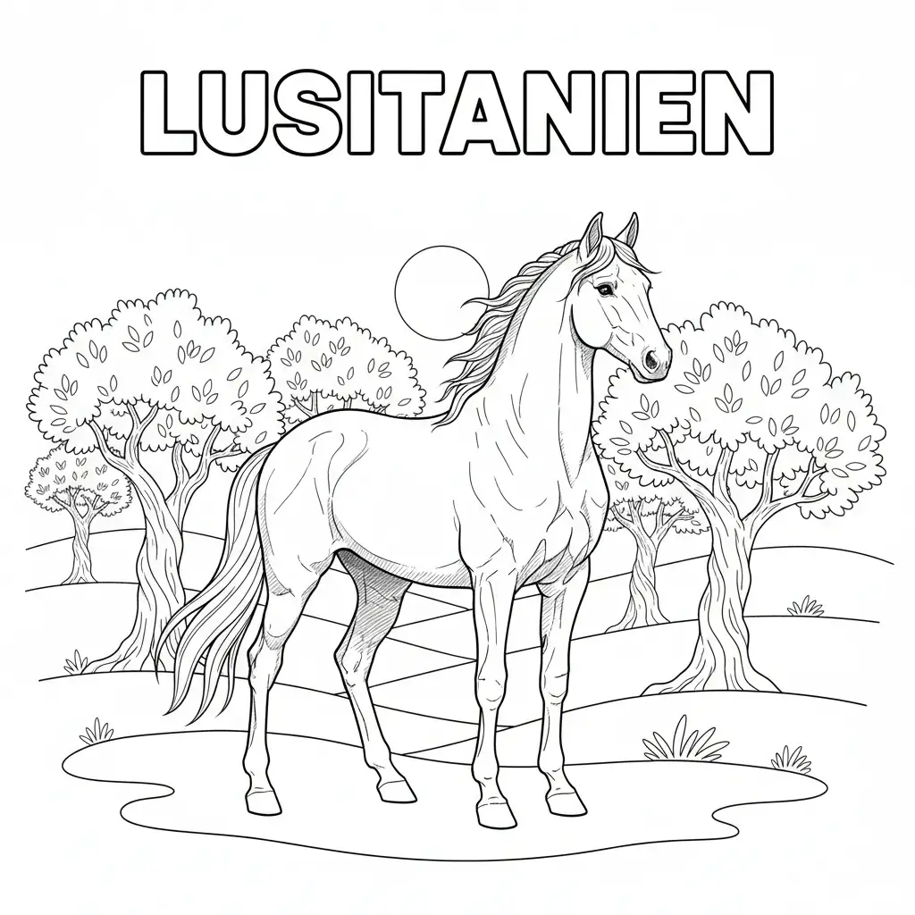 coloriage cheval lusitanien