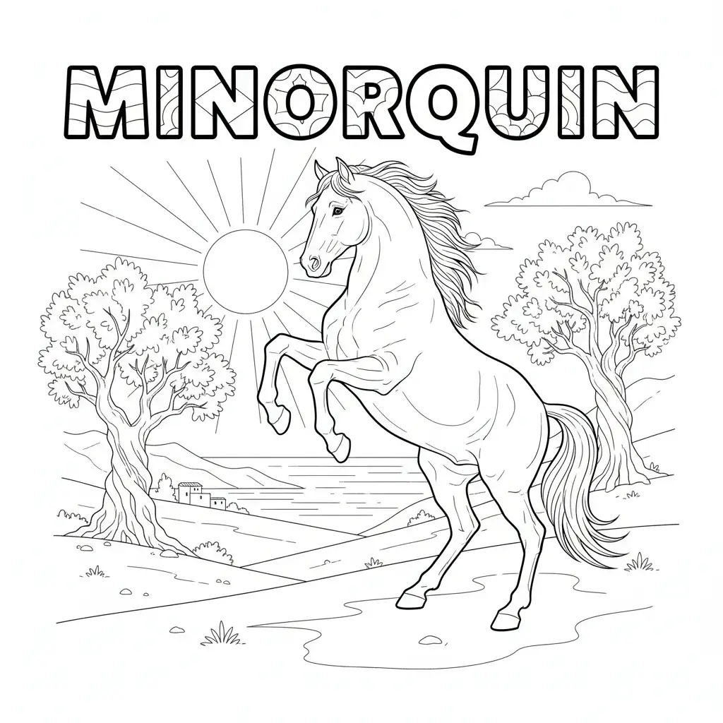 coloriage cheval minorquin
