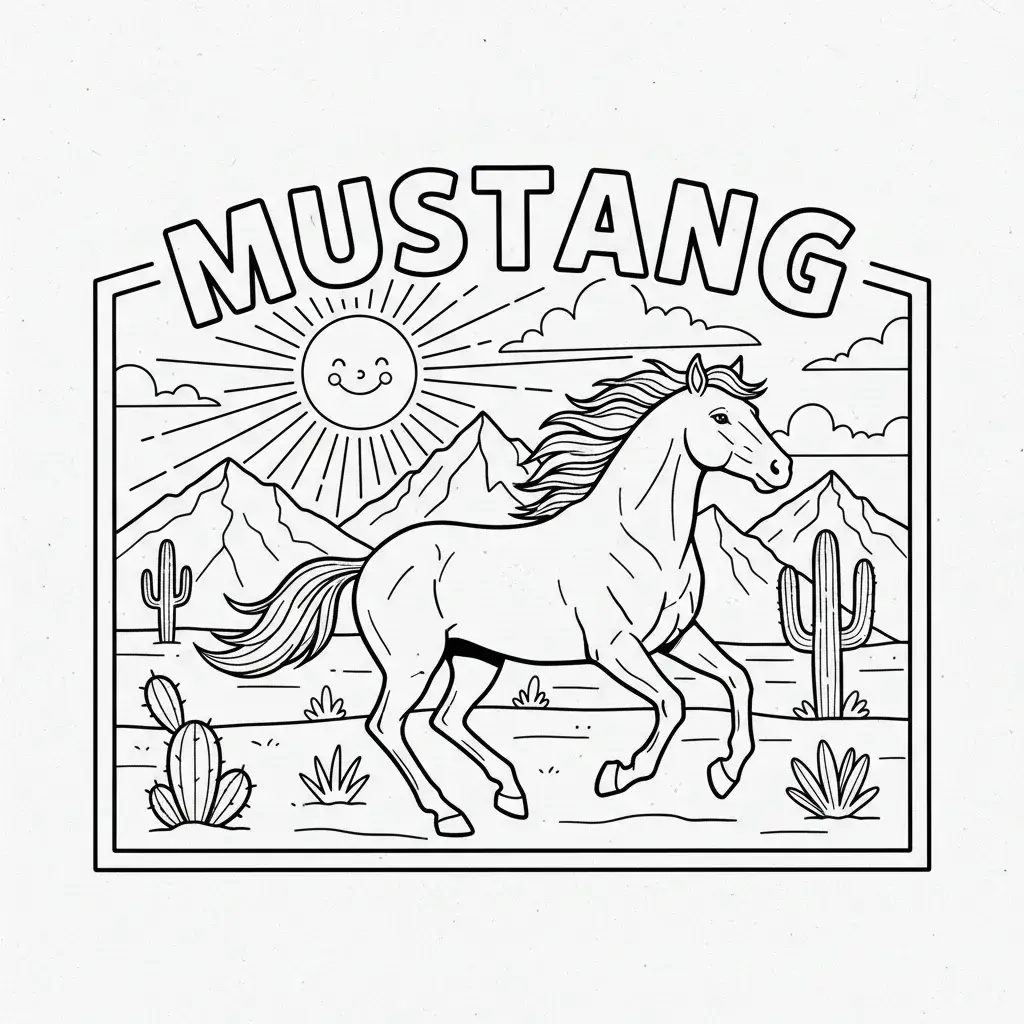 coloriage cheval mustang