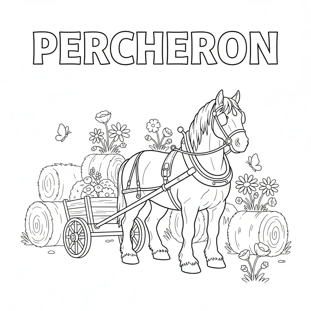 coloriage cheval percheron