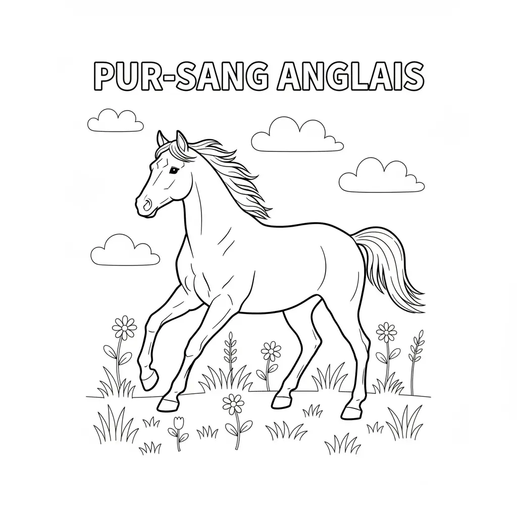 coloriage cheval pur sang anglais