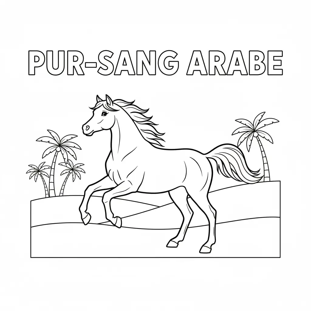 coloriage cheval pur sang arabe